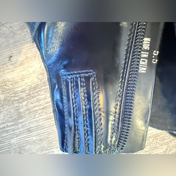 Jeffrey Campbell Leather Shiny Black and Gold Chain Boots NEW - Picture 12 of 14